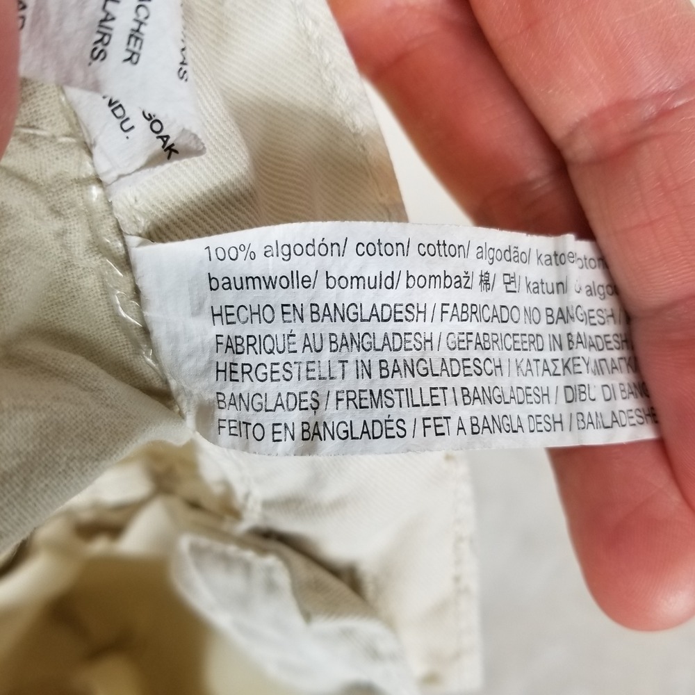 Zara Cargo Pants Womens 10 Cream Wide Leg Cotton Utilitarian Mid Rise Off-White - Picture 4 of 7